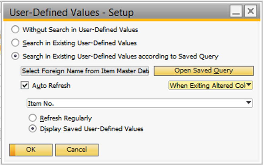 SAP Business One Formatted Search