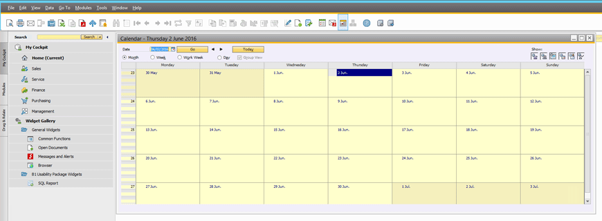 Accessing the Calendar in SAP Business One