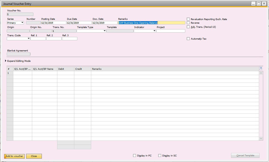 balance closing transtype sap b1