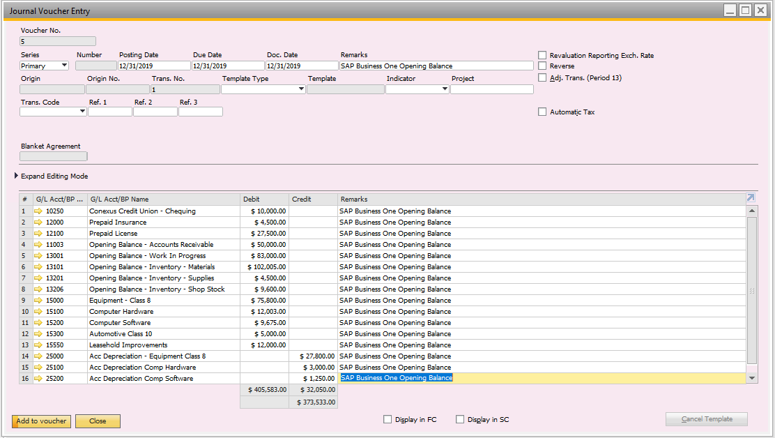 balance closing transtype sap b1